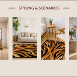 Ultra Soft Area Rug, Non Slip, Stain Resistant, Washable Area Rugs for Living Room, Bedroom, Bold Earthy Tiger Stripe Aesthetic(Brown)
