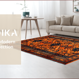 Ultra Soft Area Rug, Non Slip, Stain Resistant, Washable Area Rugs for Living Room, Bedroom, Rustic Orange Abstract Motif(Orange)