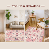 Ultra Soft Area Rug, Non Slip, Stain Resistant, Washable Area Rugs for Living Room, Bedroom, Serene Modern Soft Pink Embellishments(Pink)
