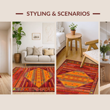 Ultra Soft Area Rug, Non Slip, Stain Resistant, Washable Area Rugs for Living Room, Bedroom, Natural Fiber Festive Design(Red)