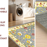 Ultra Soft Area Rug, Non Slip, Stain Resistant, Washable Area Rugs for Living Room, Bedroom, Elegant Color Splash Floral Theme(Blue)