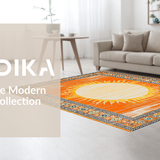 Ultra Soft Area Rug, Non Slip, Stain Resistant, Washable Area Rugs for Living Room, Bedroom, Vibrant Colorful Geometric Delight(Orange)
