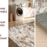 Ultra Soft Area Rug, Non Slip, Stain Resistant, Washable Area Rugs for Living Room, Bedroom, Rustic Tiled Design in Cream Tones(Beige)