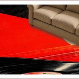 Ultra Soft Area Rug, Non Slip, Stain Resistant, Washable Area Rugs for Living Room, Bedroom, Retro Music Theme Non-Slip Bathroom Rug(Red)