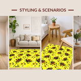 Ultra Soft Area Rug, Non Slip, Stain Resistant, Washable Area Rugs for Living Room, Bedroom, Charming Earthy Floral Arrangement(Yellow)