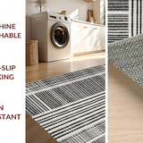 Ultra Soft Area Rug, Non Slip, Stain Resistant, Washable Area Rugs for Living Room, Bedroom, Striped Pattern Area Rug(Black)