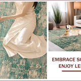 Ultra Soft Area Rug, Non Slip, Stain Resistant, Washable Area Rugs for Living Room, Bedroom, Rustic Geometric Soft Textures(Green)