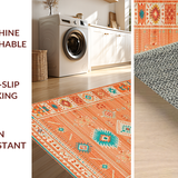 Ultra Soft Area Rug, Non Slip, Stain Resistant, Washable Area Rugs for Living Room, Bedroom, Artistic Medallion Inspired Composition(Orange)