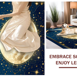 Ultra Soft Area Rug, Non Slip, Stain Resistant, Washable Area Rugs for Living Room, Bedroom, Vibrant Cosmic Swirl Aesthetic(Gold)