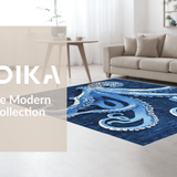 Ultra Soft Area Rug, Non Slip, Stain Resistant, Washable Area Rugs for Living Room, Bedroom, Octopus Area Rug - Blue Abstract Animal Design(Blue)