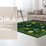 Ultra Soft Area Rug, Non Slip, Stain Resistant, Washable Area Rugs for Living Room, Bedroom, Charming Low-Pile Floral Artwork(Green)