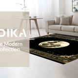 Ultra Soft Area Rug, Non Slip, Stain Resistant, Washable Area Rugs for Living Room, Bedroom, Enchanting Black and White Visuals(Gold)