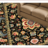 Ultra Soft Area Rug, Non Slip, Stain Resistant, Washable Area Rugs for Living Room, Bedroom, Floral Washable Entryway Stain-Resistant Carpet(Black)