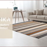 Ultra Soft Area Rug, Non Slip, Stain Resistant, Washable Area Rugs for Living Room, Bedroom, Elegant Striped Neutral Aesthetic(Brown)