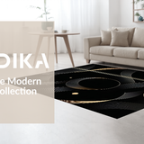 Ultra Soft Area Rug, Non Slip, Stain Resistant, Washable Area Rugs for Living Room, Bedroom, Dynamic Black Gold Abstract Geometry(Gold)