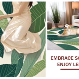 Ultra Soft Area Rug, Non Slip, Stain Resistant, Washable Area Rugs for Living Room, Bedroom, Elegant Leaf Motif Aesthetic(Green)