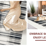 Ultra Soft Area Rug, Non Slip, Stain Resistant, Washable Area Rugs for Living Room, Bedroom, Bold Black White Floor Decor(Black)