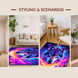 Ultra Soft Area Rug, Non Slip, Stain Resistant, Washable Area Rugs for Living Room, Bedroom, Colorful Abstract Galactic Aesthetic(Purple)