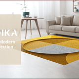 Ultra Soft Area Rug, Non Slip, Stain Resistant, Washable Area Rugs for Living Room, Bedroom, Gold Round Geometric Living Room Non-Slip Rug(Yellow)