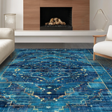 Ultra Soft Area Rug, Non Slip, Stain Resistant, Washable Area Rugs for Living Room, Bedroom, Charming Scallop Rug(Blue)