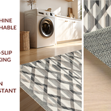 Ultra Soft Area Rug, Non Slip, Stain Resistant, Washable Area Rugs for Living Room, Bedroom, Artistic Gray Toned Distressed Elements(Gray)