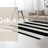 Ultra Soft Area Rug, Non Slip, Stain Resistant, Washable Area Rugs for Living Room, Bedroom, Bold Striped Accent Floor Carpet(Black)