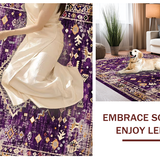 Ultra Soft Area Rug, Non Slip, Stain Resistant, Washable Area Rugs for Living Room, Bedroom, Stylish Symmetrical Floral Design(Purple)