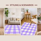 Ultra Soft Area Rug, Non Slip, Stain Resistant, Washable Area Rugs for Living Room, Bedroom, Rustic Cream and Purple Plaid Style(Purple)