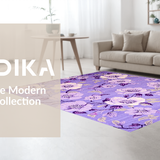 Ultra Soft Area Rug, Non Slip, Stain Resistant, Washable Area Rugs for Living Room, Bedroom, Playful Abstract Petal Arrangement(Purple)
