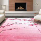 Ultra Soft Area Rug, Non Slip, Stain Resistant, Washable Area Rugs for Living Room, Bedroom, Elegant Cherry Petal Design(Pink)