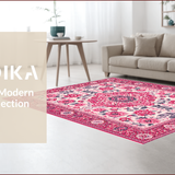 Ultra Soft Area Rug, Non Slip, Stain Resistant, Washable Area Rugs for Living Room, Bedroom, Retro Floral Nursery Carpet for Girls Room(Pink)