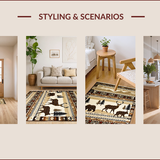 Ultra Soft Area Rug, Non Slip, Stain Resistant, Washable Area Rugs for Living Room, Bedroom, Charming Vintage Wildlife Art(Beige)