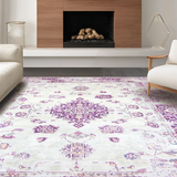 Ultra Soft Area Rug, Non Slip, Stain Resistant, Washable Area Rugs for Living Room, Bedroom, Rustic Vintage Patterned Charm(Purple)