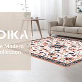 Ultra Soft Area Rug, Non Slip, Stain Resistant, Washable Area Rugs for Living Room, Bedroom, Luxurious Faded Botanical Design(White)