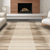 Ultra Soft Area Rug, Non Slip, Stain Resistant, Washable Area Rugs for Living Room, Bedroom, Eclectic Layered Patterned Appeal(Beige)