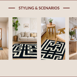 Ultra Soft Area Rug, Non Slip, Stain Resistant, Washable Area Rugs for Living Room, Bedroom, Greek Key Black Stair Treads Stain Resistant(Black)