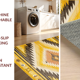 Ultra Soft Area Rug, Non Slip, Stain Resistant, Washable Area Rugs for Living Room, Bedroom, Vintage Tribal Patterned Aesthetic(Yellow)