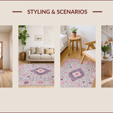 Ultra Soft Area Rug, Non Slip, Stain Resistant, Washable Area Rugs for Living Room, Bedroom, Soft Pastel Geometric Aesthetic(Gray)