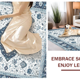Ultra Soft Area Rug, Non Slip, Stain Resistant, Washable Area Rugs for Living Room, Bedroom, Luxurious Abstract Ethnic Patterns(White)