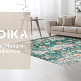 Ultra Soft Area Rug, Non Slip, Stain Resistant, Washable Area Rugs for Living Room, Bedroom, Rustic Vintage Charm Composition(Green)