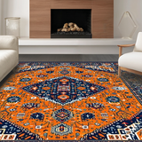 Ultra Soft Area Rug, Non Slip, Stain Resistant, Washable Area Rugs for Living Room, Bedroom, Chic Abstract Patterned Elegance(Orange)