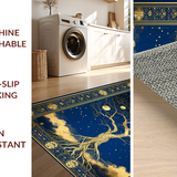 Ultra Soft Area Rug, Non Slip, Stain Resistant, Washable Area Rugs for Living Room, Bedroom, Transitional Mystic Symbolism Style(Blue)