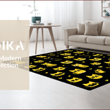 Ultra Soft Area Rug, Non Slip, Stain Resistant, Washable Area Rugs for Living Room, Bedroom, Charming Playful Cat Illustration(Black)