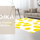 Ultra Soft Area Rug, Non Slip, Stain Resistant, Washable Area Rugs for Living Room, Bedroom, Bright Soft Curvilinear Shapes(Yellow)