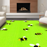 Ultra Soft Area Rug, Non Slip, Stain Resistant, Washable Area Rugs for Living Room, Bedroom, Playful Yellow Nature Scene(Green)