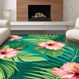 Ultra Soft Area Rug, Non Slip, Stain Resistant, Washable Area Rugs for Living Room, Bedroom, Bright Multicolor Floral Composition(Green)