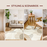 Ultra Soft Area Rug, Non Slip, Stain Resistant, Washable Area Rugs for Living Room, Bedroom, Stylish Modern Geometric Shapes(Beige)