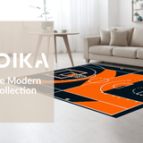 Ultra Soft Area Rug, Non Slip, Stain Resistant, Washable Area Rugs for Living Room, Bedroom, Stylish Round Athletic Theme(Orange)