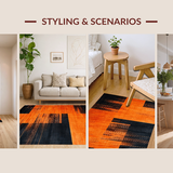 Ultra Soft Area Rug, Non Slip, Stain Resistant, Washable Area Rugs for Living Room, Bedroom, Rich Burnt Orange Textured Motif(Orange)