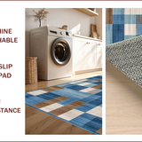 Ultra Soft Area Rug, Non Slip, Stain Resistant, Washable Area Rugs for Living Room, Bedroom, Elegant Earthy Toned Checkered Aesthetic(Blue)